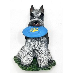 Willabee & Ward Schnauzer Dog Refrigerator‎ Magnet Blue Frisbee Cute